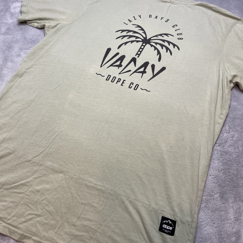 Dope Mens Lazy Days Club Vacay Tee T-Shirt Size L Pale Green Snowboard Ski